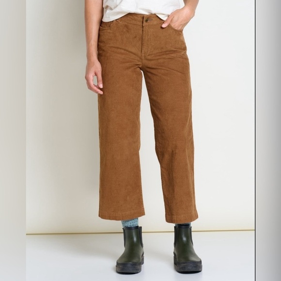 NWT Toad&Co Honey Brown Organic Cotton & Hemp Karuna Corduroy Cropped Pants - Picture 4 of 5